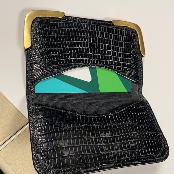 Croc Embossed Leather Business Credit Card Holder - Picture 5 of 8